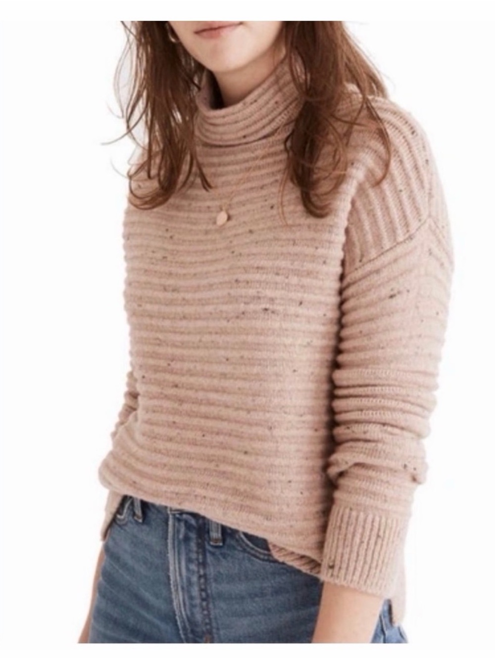 Madewell Belmont Donegal Mockneck Sweater in Blush